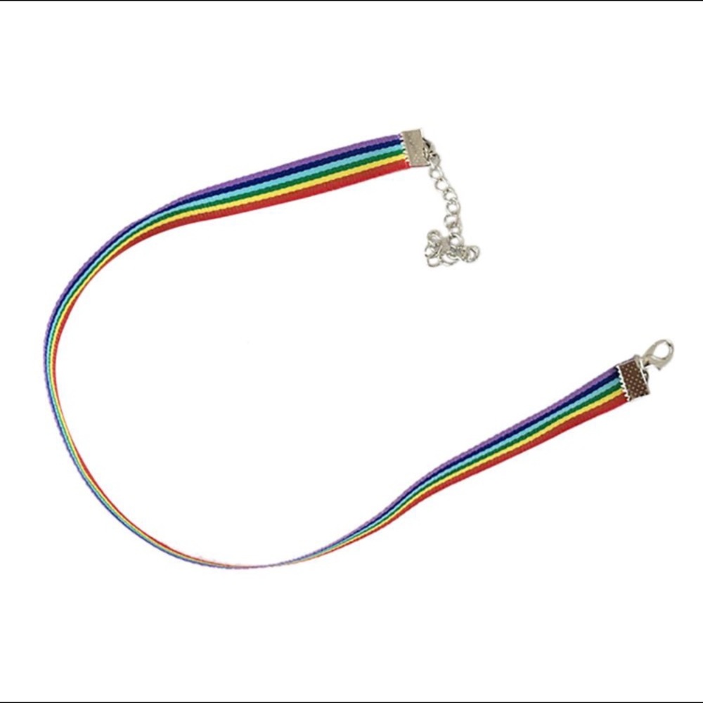 🌈 Lovely colorful Rainbow fabric choker  🌈 - Picture 2 of 2